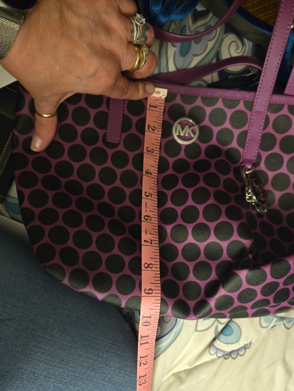 Michael Kors Purple Polka Dot Tote Bag - Picture 12 of 12